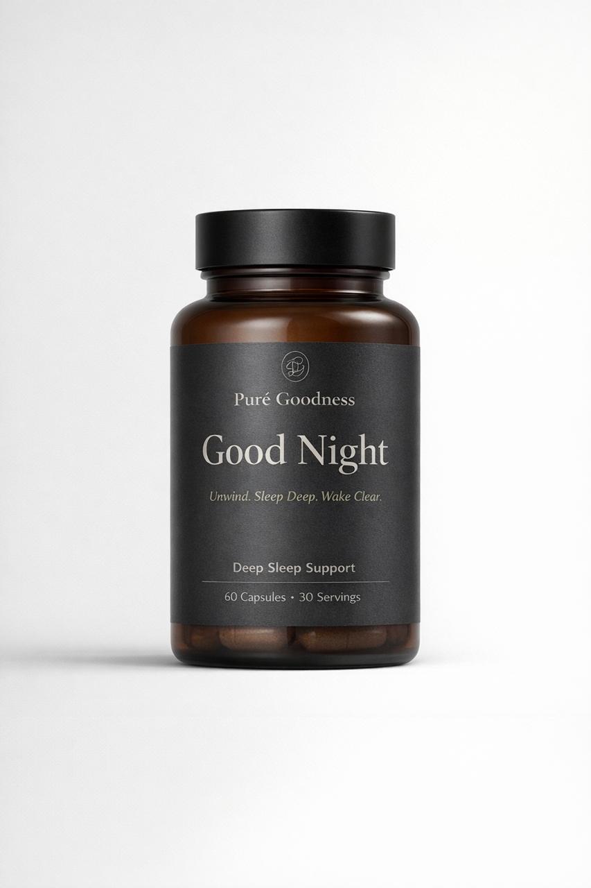 Pure Goodness Good Night — frasco de suplemento natural para el descanso